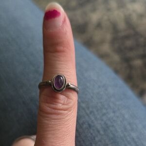Elegant Amethyst Sterling Silver 7 Ring